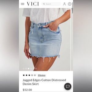 Brand new VICI jagged edges cotton distressed denim skirt - size xs